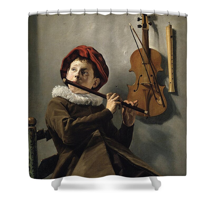 Judith Leyster Shower Curtain featuring the painting Boy playing the Flute by Judith Leyster