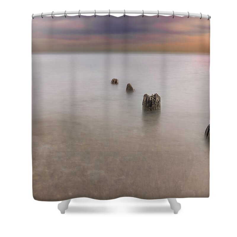 Lake Michigan Shower Curtain featuring the photograph Breakwater #1 by Peter Lakomy