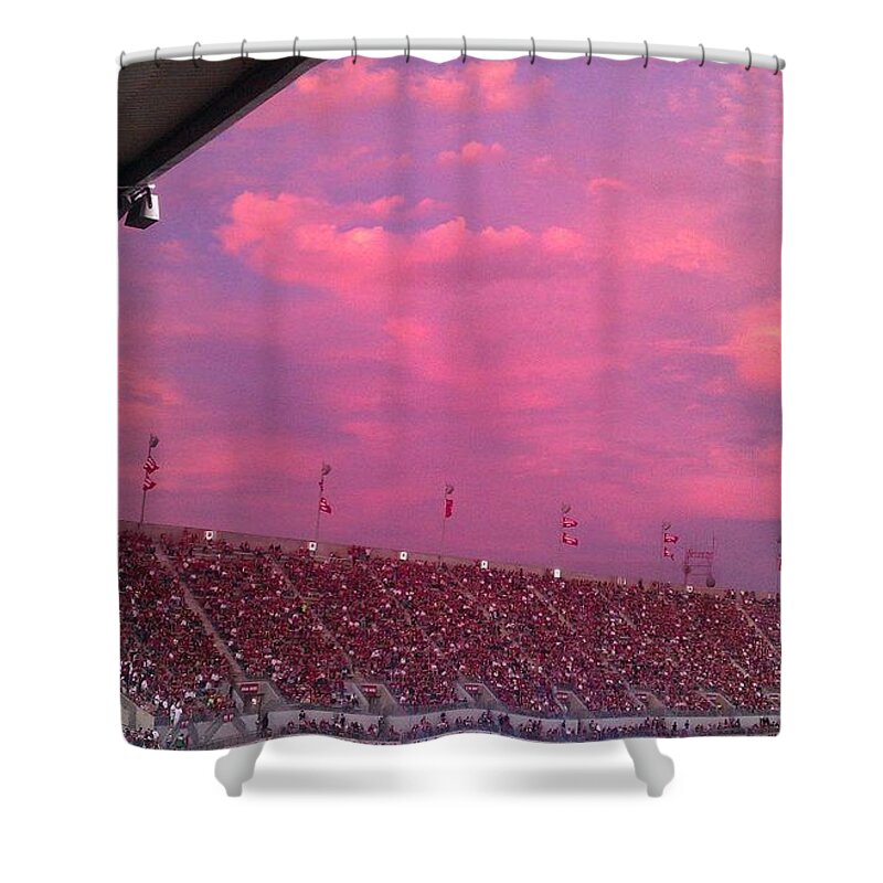 Dusk Shower Curtain featuring the photograph Bryant-Denny Painted Sky by Kenny Glover
