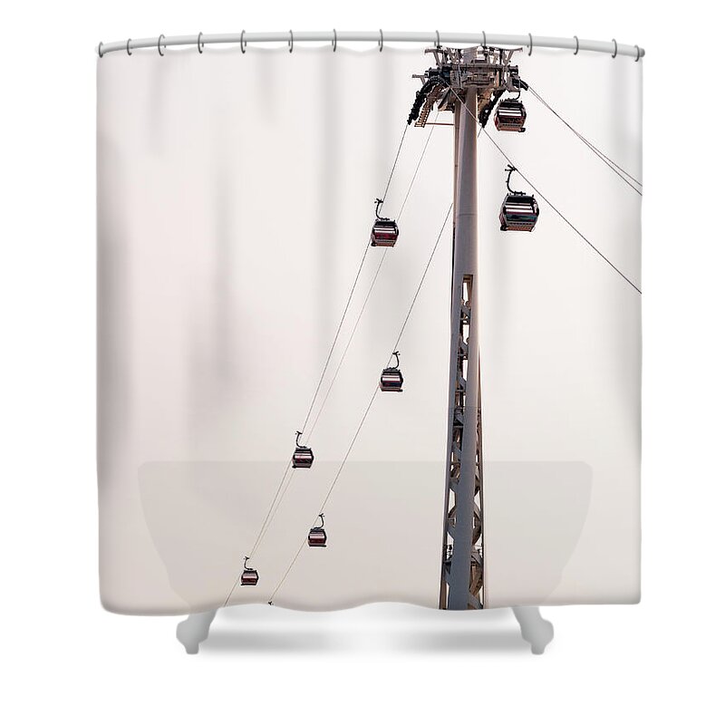 In A Row Shower Curtain featuring the photograph Cable Car Across River Thames, London #1 by Doug Armand