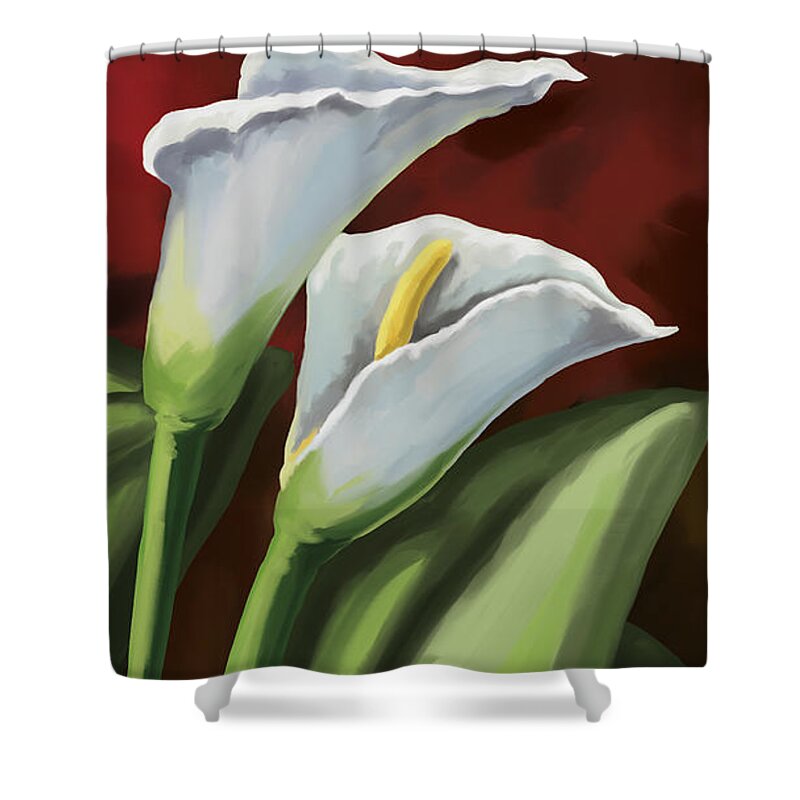 Calla Lilies Shower Curtain featuring the painting Calla Lilies #1 by Tim Gilliland