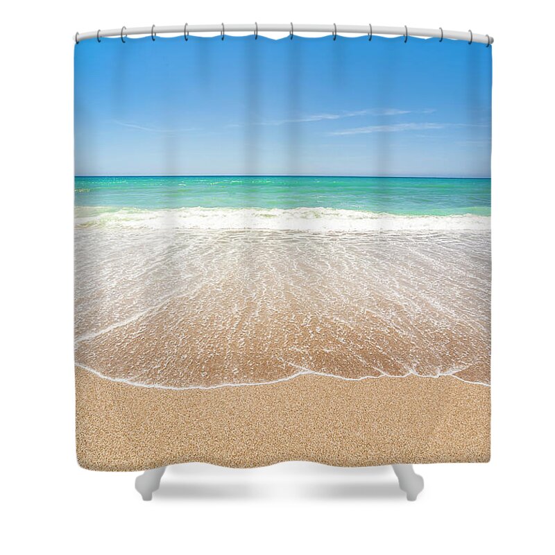 Tropical Tree Shower Curtain featuring the photograph Caribbean Beach #1 by Guvendemir