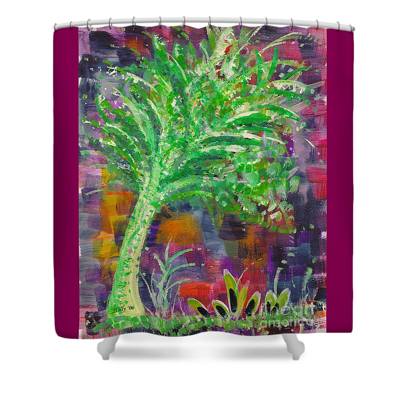 Tree Shower Curtain featuring the painting Celery Tree by Holly Carmichael
