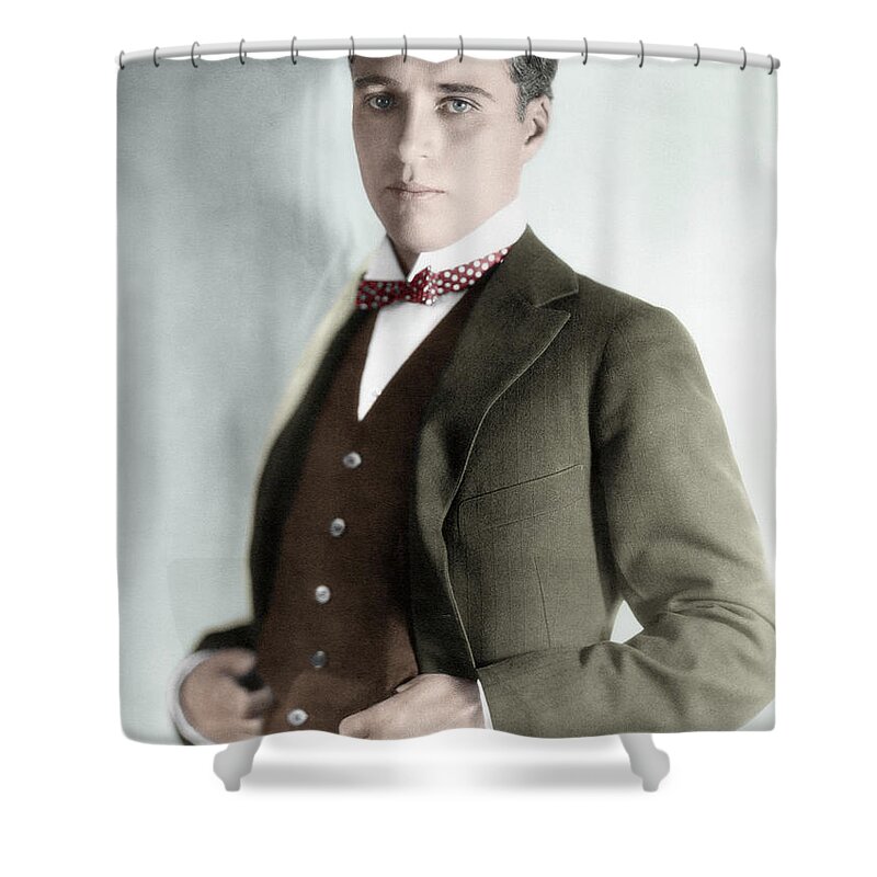 1910 Shower Curtain featuring the photograph Charles Spencer Chaplin (1889-1977) #1 by Granger