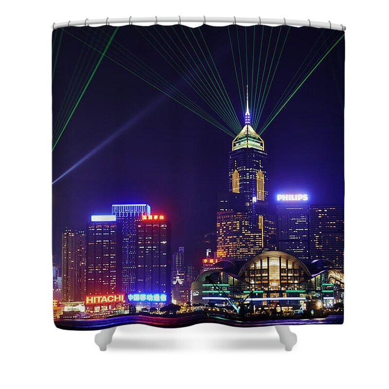Built Structure Shower Curtain featuring the photograph China, Hong Kong, Central From Kowloon #1 by Tuul & Bruno Morandi