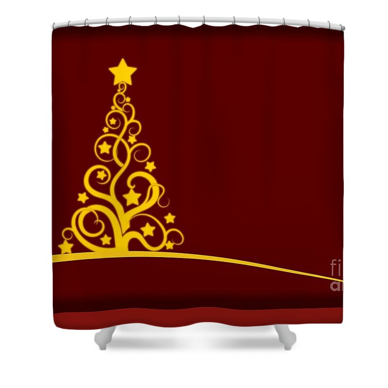 Abstract Tree Shower Curtain featuring the digital art Christmas card #3 by Martin Capek