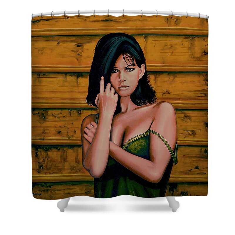 Claudia Cardinale Shower Curtain featuring the painting Claudia Cardinale Painting by Paul Meijering