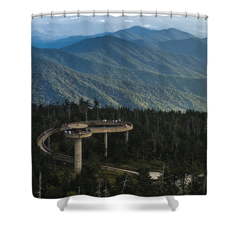 Clingmans Dome Shower Curtain featuring the photograph Clingmans Dome Observation Tower in the Great Smoky Mountains by David Oppenheimer