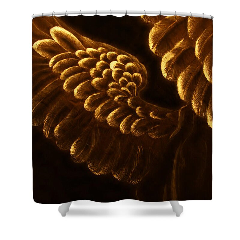 Giorgio Shower Curtain featuring the painting Coming Out of the Darkness by Giorgio Tuscani