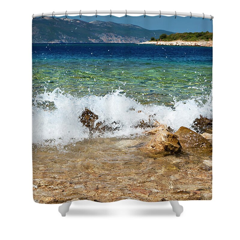 Adriatic Sea Shower Curtain featuring the photograph Croatian Coastline #1 by Gosiek-b