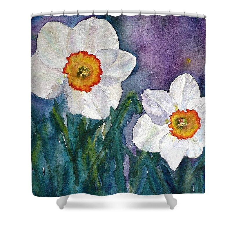  Fine Art Shower Curtain featuring the painting Daffodil Dream #1 by Anna Ruzsan
