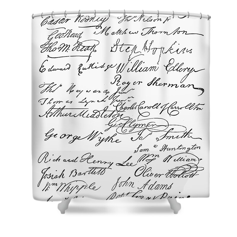1776 Shower Curtain featuring the photograph Declaration: Signatures #1 by Granger