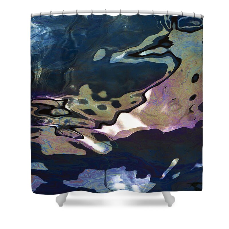 Feb0514 Shower Curtain featuring the photograph Diesel Oil Spill From Boats In Harbor #1 by Duncan Usher