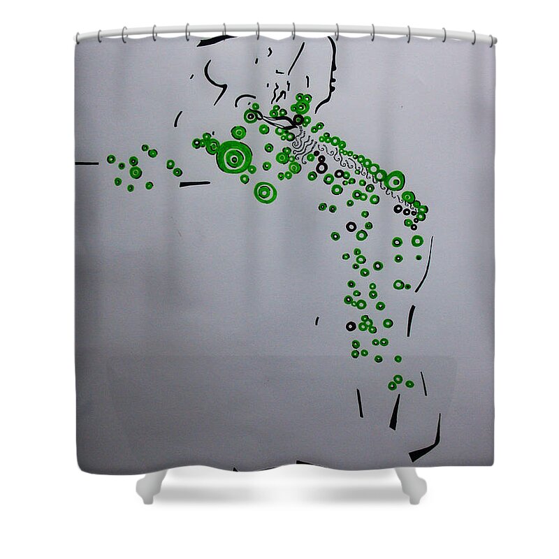 Jesus Shower Curtain featuring the drawing Dinka Silhouette - South Sudan #1 by Gloria Ssali
