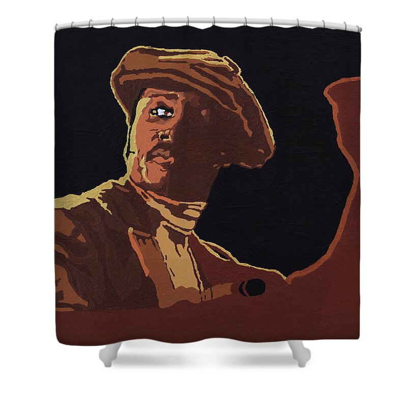 Donny Hathaway Shower Curtain featuring the painting Donny Hathaway #1 by Rachel Natalie Rawlins