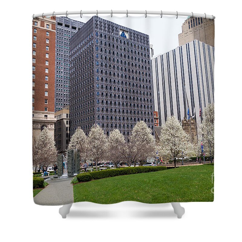Alcoa Building Shower Curtain featuring the photograph Downtown Pittsburgh in the Spring #1 by Amy Cicconi