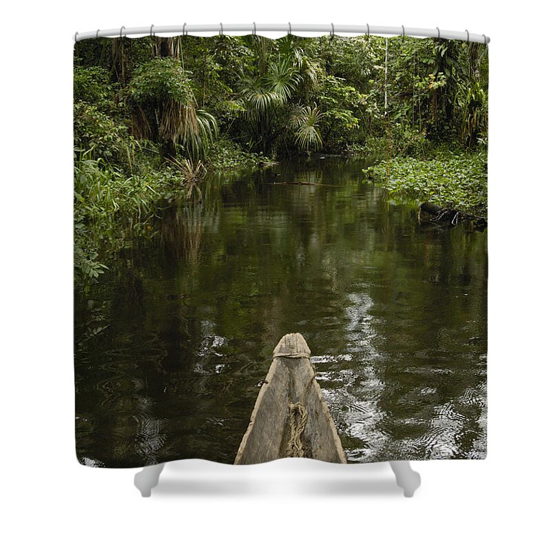 Feb0514 Shower Curtain featuring the photograph Dugout Canoe In Blackwater Stream #1 by Pete Oxford