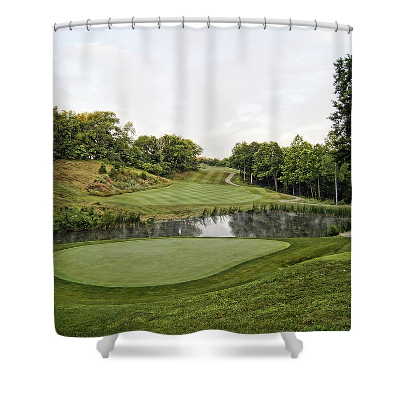 Golf Shower Curtain featuring the photograph Eagle Knoll - Hole Fourteen From the Green #1 by Cricket Hackmann