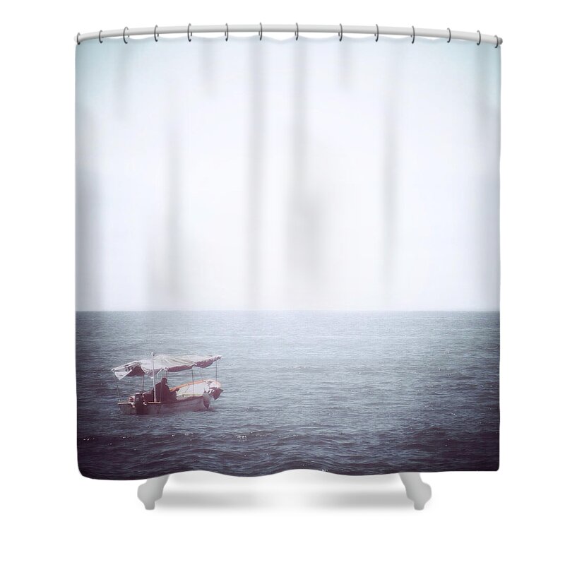 Ocean Shower Curtain featuring the photograph El Pescador Solitario #2 by Natasha Marco