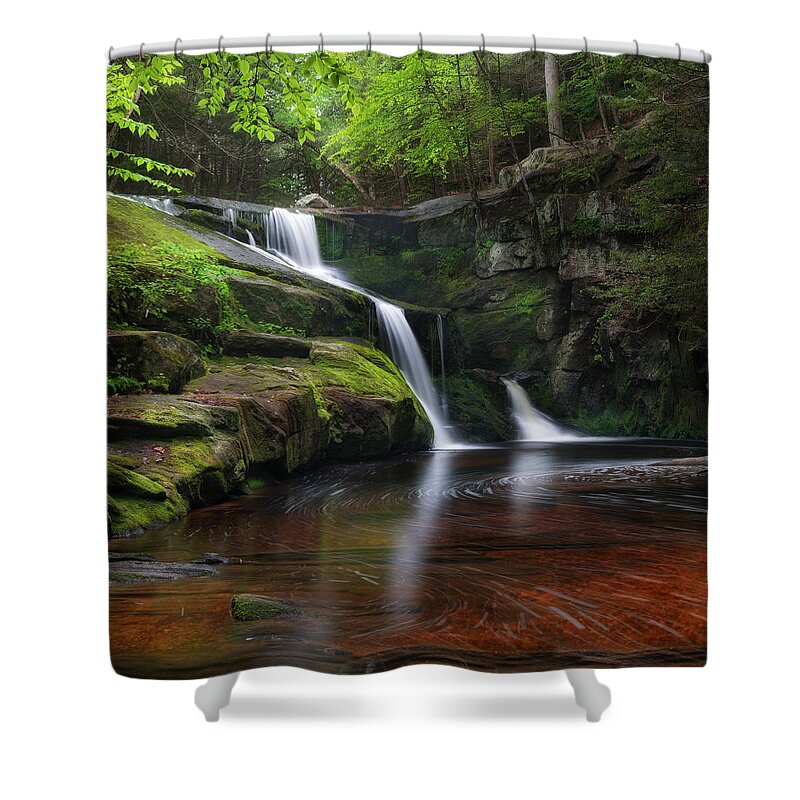 Waterfalls Shower Curtain featuring the photograph Enders Falls Spring Square by Bill Wakeley