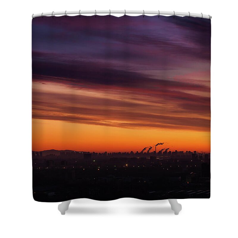 Outdoors Shower Curtain featuring the photograph Evening Cityscape Of Beijing #1 by Czqs2000 / Sts