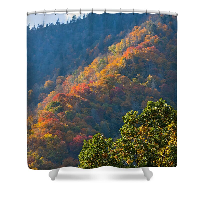 Mountain Shower Curtain featuring the photograph Fall Smoky Mountains #1 by Melinda Fawver