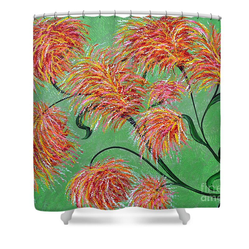 Acrylic Shower Curtain featuring the painting Fireworks by Alys Caviness-Gober