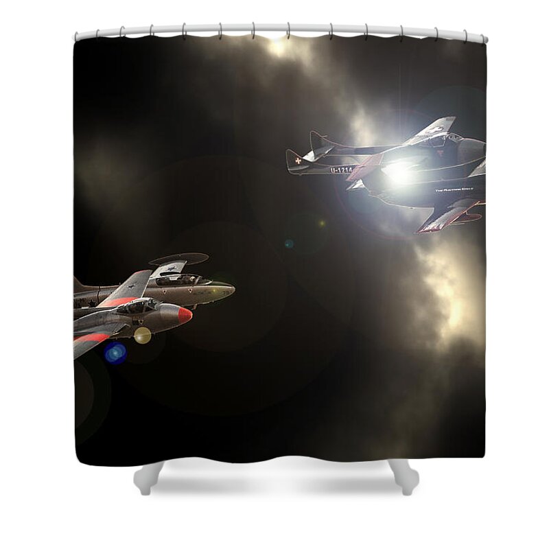 Aviation Shower Curtain featuring the photograph Four #1 by Paul Job
