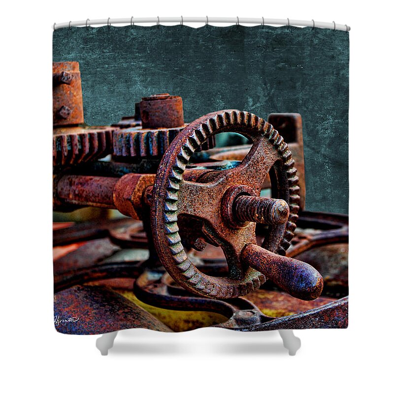 Gears Shower Curtain featuring the photograph Gears by Sylvia Thornton