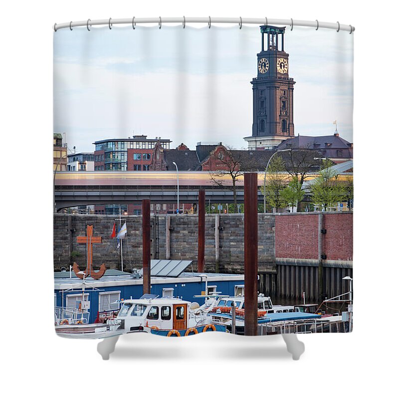Tourboat Shower Curtain featuring the photograph Germany, Hamburg, View Of Saint #1 by Westend61