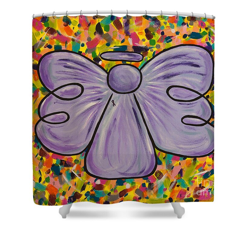Angel Shower Curtain featuring the painting Guardian Angel by Susan Cliett