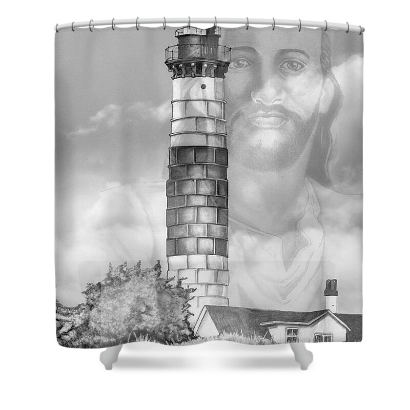 Jesus Shower Curtain featuring the drawing I Am The Way #1 by Bill Richards