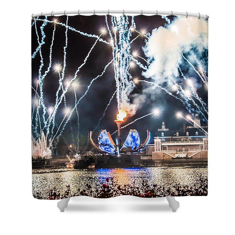 Epcot Shower Curtain featuring the photograph Illuminations #1 by Sara Frank