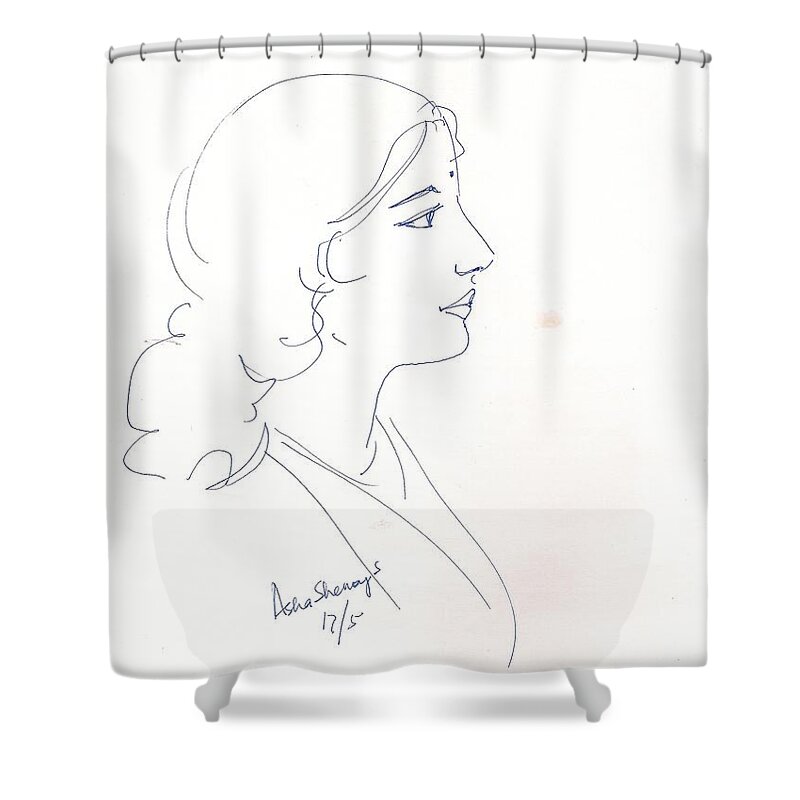 Indian Woman Shower Curtain featuring the painting Indian woman #2 by Asha Sudhaker Shenoy