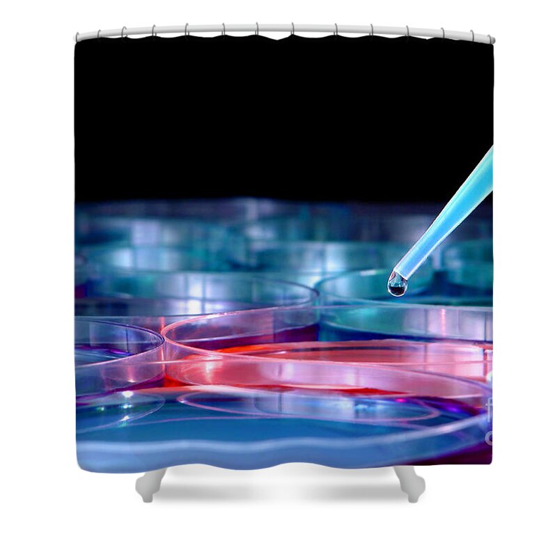 Lab Shower Curtain featuring the photograph Laboratory Experiment in Science Research Lab #1 by Science Research Lab