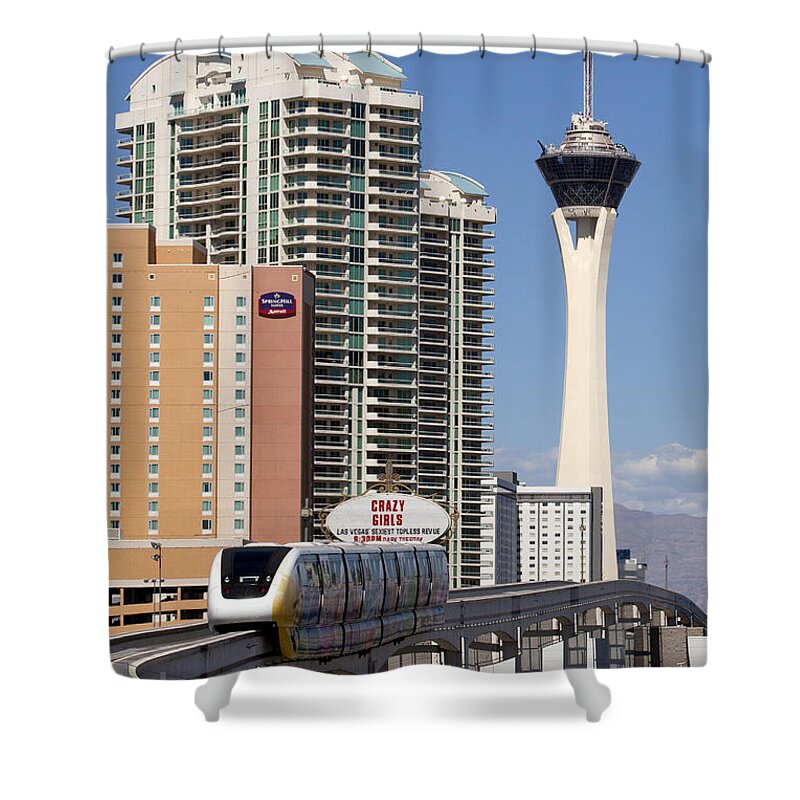Stratosphere Shower Curtain featuring the photograph Las Vegas Monorail #1 by Anthony Totah