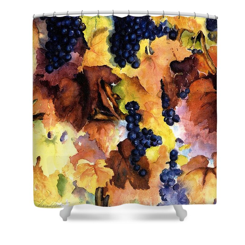 Grapes On The Vine Shower Curtain featuring the painting Late Harvest 3 by Maria Hunt