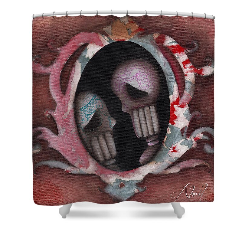 Day Of The Dead Shower Curtain featuring the painting Lovers #1 by Abril Andrade