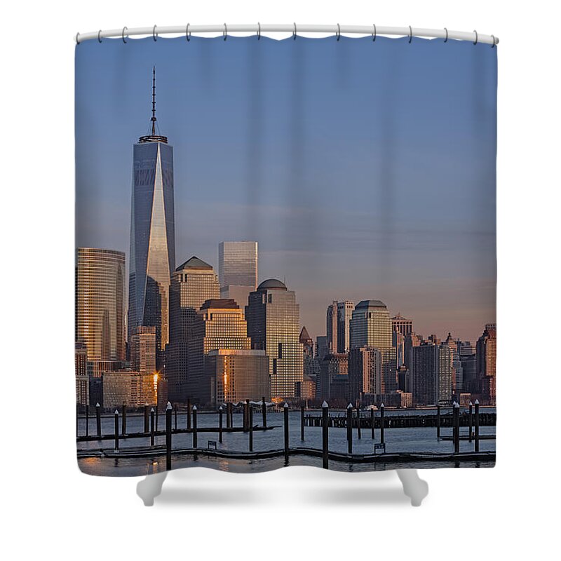 World Trade Center Shower Curtain featuring the photograph Lower Manhattan Skyline by Susan Candelario