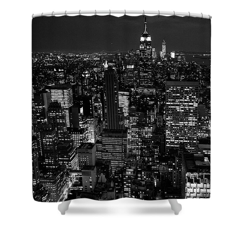 Outdoors Shower Curtain featuring the photograph Manhattan Skyline At Night, New York #1 by Mike Hill