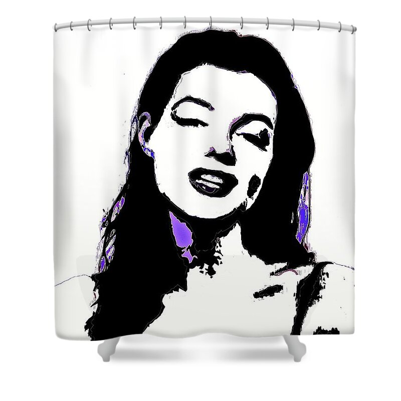 Marilyn Shower Curtain featuring the painting Marilyn in Black and White #2 by Saundra Myles