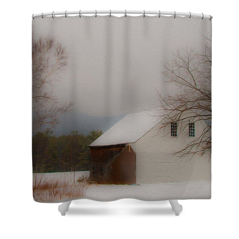 Barn Doors Shower Curtain featuring the photograph Melvin Village Barn #1 by Brenda Jacobs