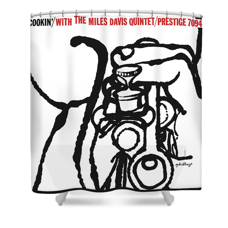 Jazz Shower Curtain featuring the digital art Miles Davis Quintet - Cookin' With The Miles Davis Quintet by Concord Music Group