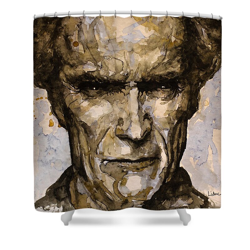 Clint Eastwood Shower Curtain featuring the painting Million Dollar Baby #1 by Laur Iduc