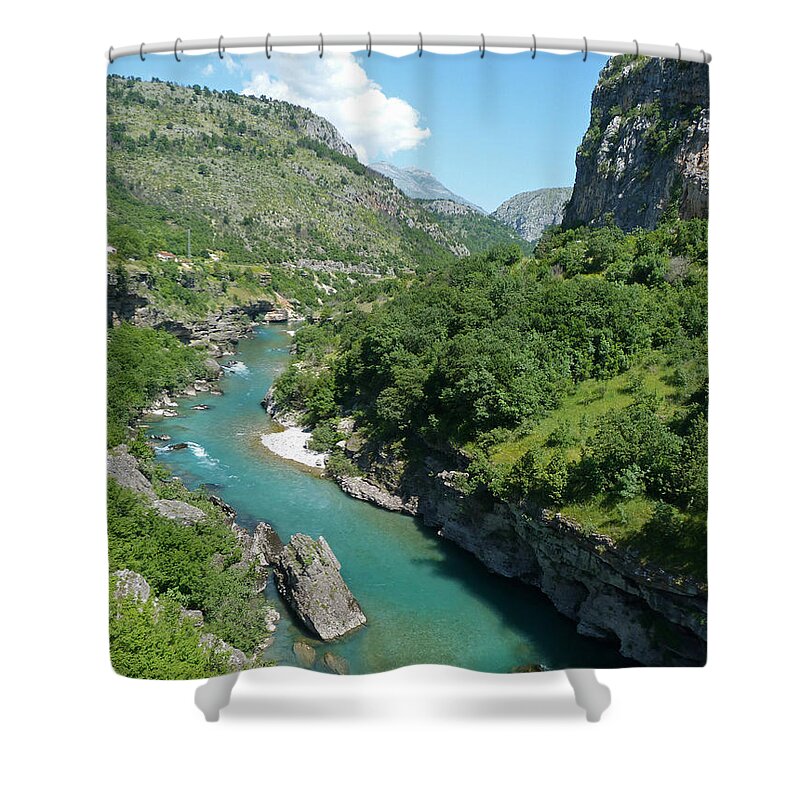 Moraca River Shower Curtain featuring the photograph Moraca River - Montenegro by Phil Banks
