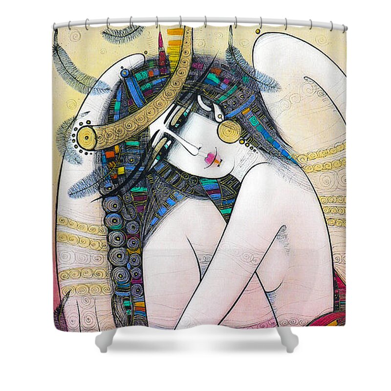 Albena Shower Curtain featuring the painting My Angel by Albena Vatcheva