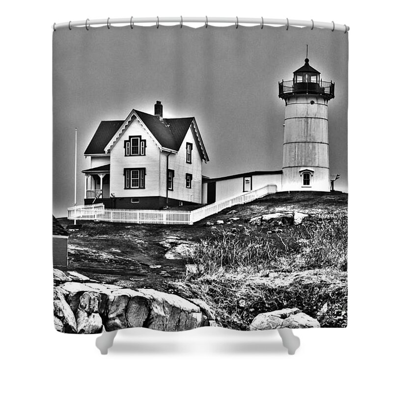 Nubble Lighthouse Shower Curtain featuring the photograph Nubble Lighthouse Cape Neddick Maine #1 by Glenn Gordon