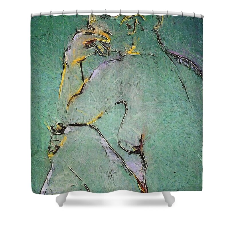 Nude Shower Curtain featuring the drawing Nude III #2 by Dragica Micki Fortuna
