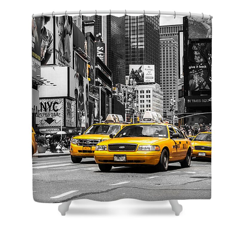 Nyc Shower Curtain featuring the photograph NYC Yellow Cabs - ck by Hannes Cmarits