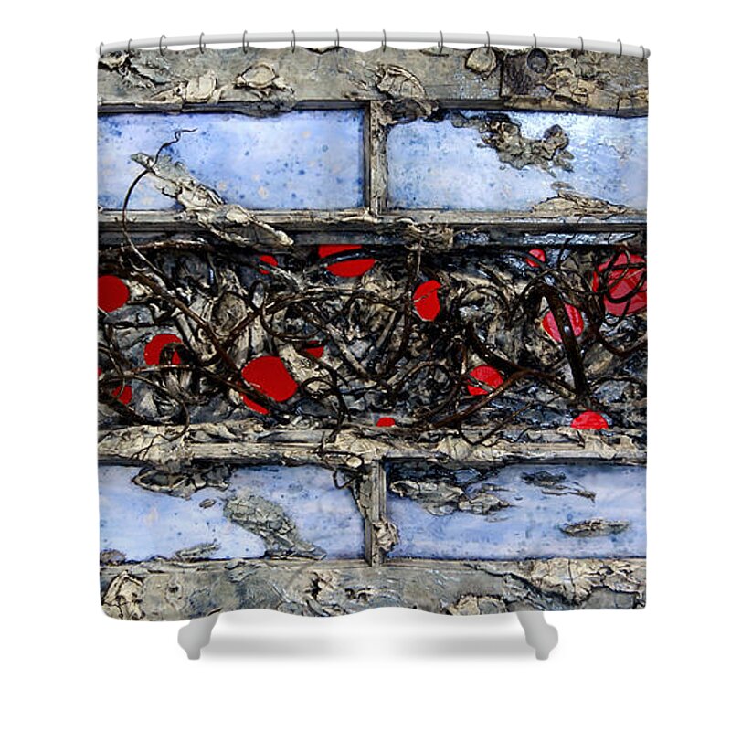 Vines Shower Curtain featuring the mixed media Old Window by Christopher Schranck